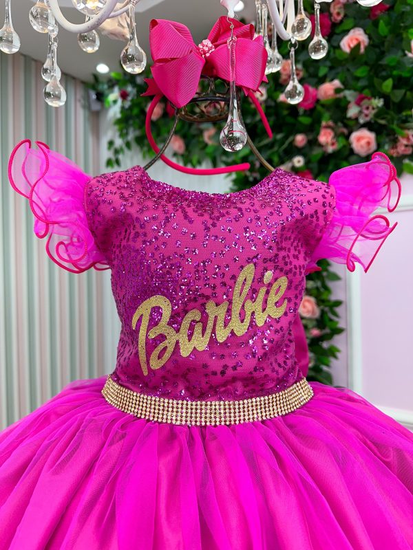 Vestido Princesa Belli Tematico Barbie Pink Glitter - Image 2