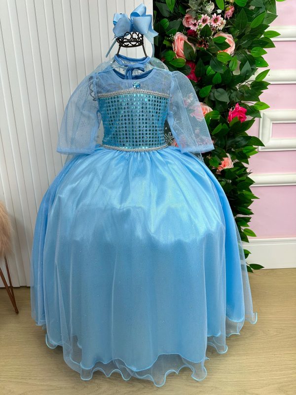 Vestido Fantasia Elsa Frozen Longa