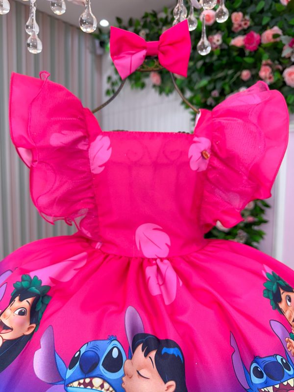 Vestido Temáticos Kids Lilo Stitch Pink - Image 2