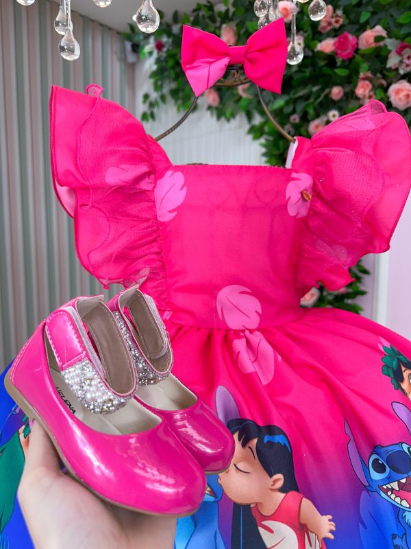 Vestido Temáticos Kids Lilo Stitch Pink - Image 3