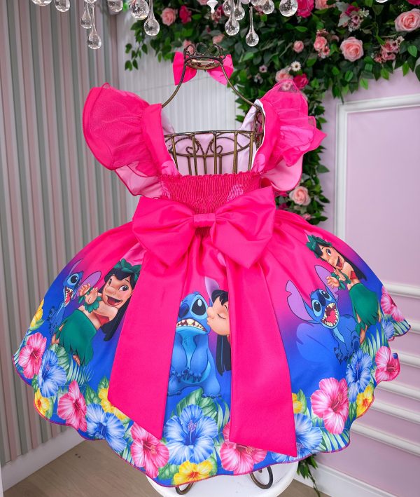 Vestido Temáticos Kids Lilo Stitch Pink - Image 4