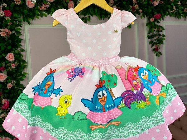 Vestido Infantil Temáticos Kids Galinha Pintadinha