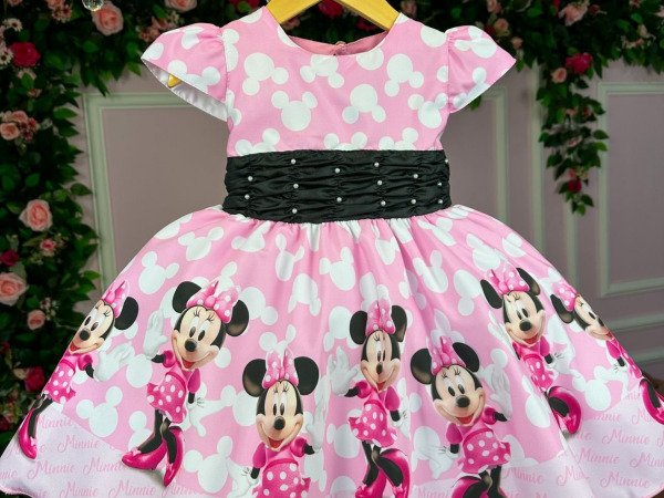 Vestido Tematico Luxo Minnie/Minie Rosa