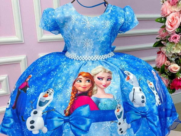 Vestido Infantil Temático da Gigi Frozen Azul