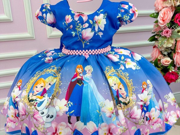 Vestido Infantil Temáticos da Gigi Frozen Florido