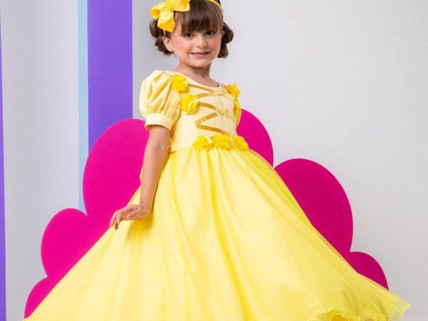 Vestido Bella Child/Fantasia Longa A Bela e a Fera