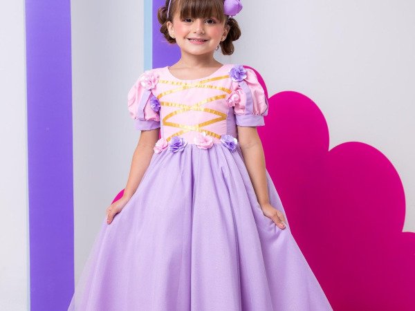 Vestido Bella Child/Fantasia Longa Rapunzel