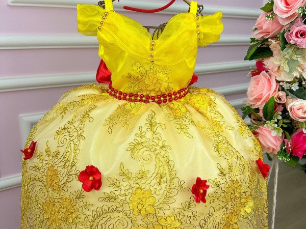 Vestido Princesa Tematico Bela e a Fera