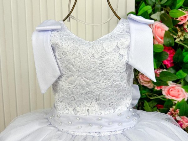 Vestido Marie Longo Branco Peito Rendado