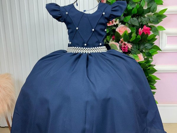Vestido Ysa Kids Ariane Longo Azul Marinho