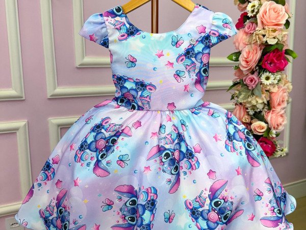 Vestido Tematicos Kids Stitch Lilas