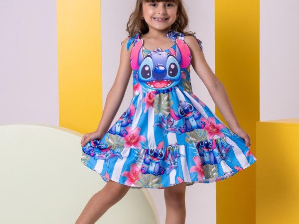 Vestido Temáticos Ysa Kids Stitch Azul