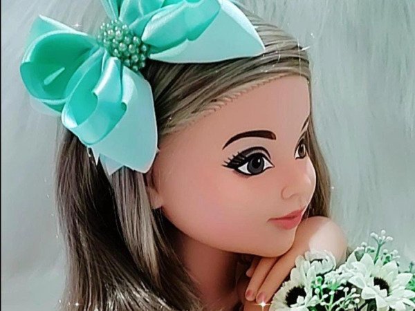 Tiara Belli Verde Claro Laço Miolo de Perolas