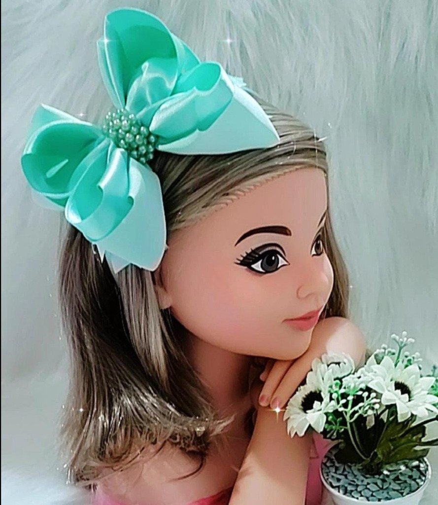 Tiara Belli Verde Claro Laço Miolo de Perolas