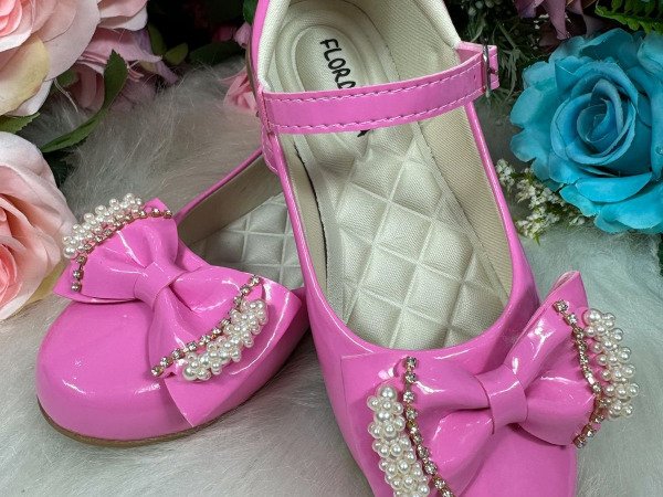 Sapatilha Flor di Mila Rosa Chiclete Perolas Neide