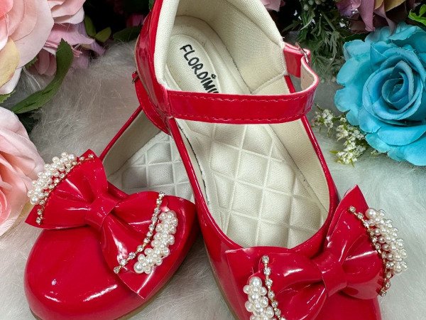 Sapatilha Flor di Mila Vermelha Pérolas Neide
