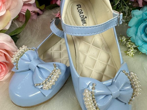 Sapatilha Flor di Mila Azul Bebe Perolas Neide