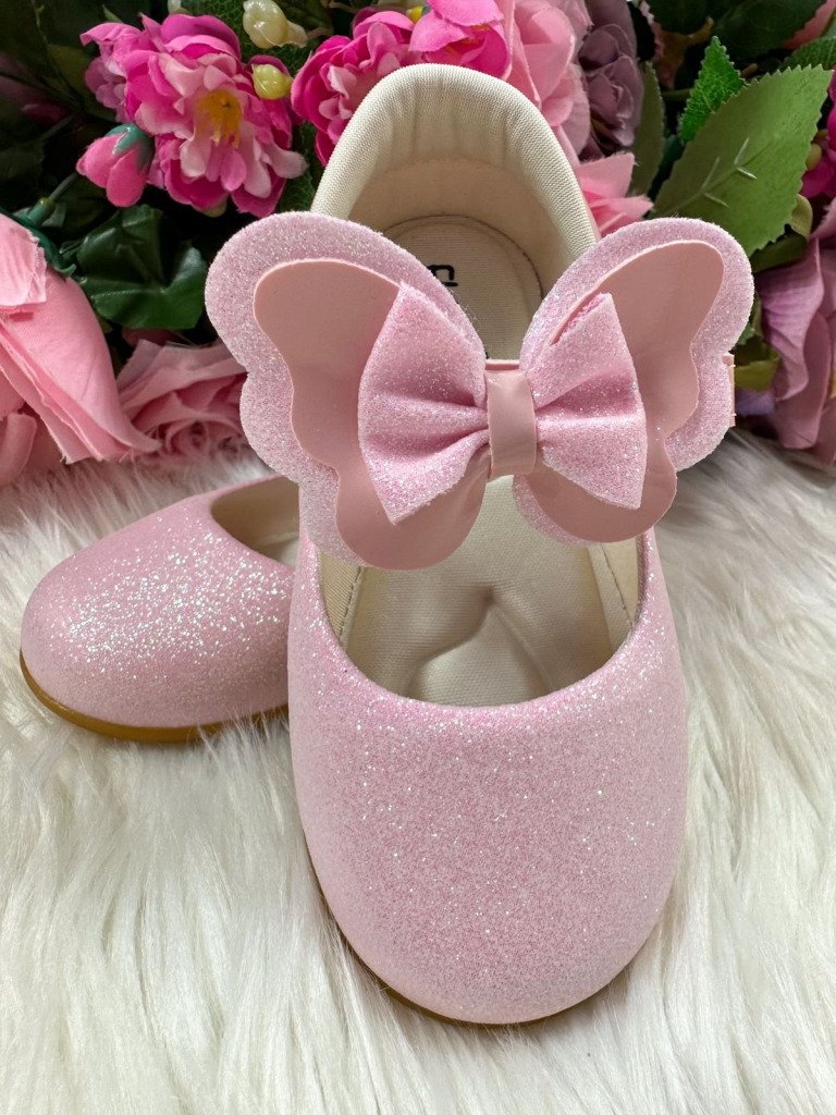 Sapatilha Flor Di MIla Baby Rosa Gliter