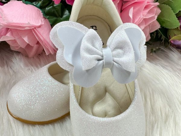 Sapatilha Flor Di MIla Baby Branco Gliter