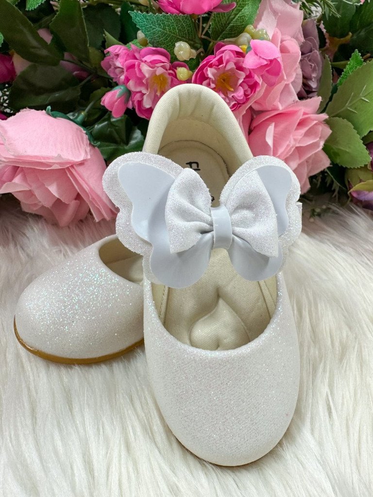 Sapatilha Flor Di MIla Baby Branco Gliter