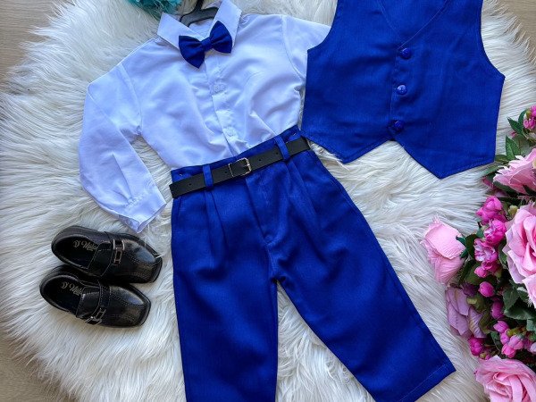 Conjunto Miss Cherry Social Colete Azul Royal