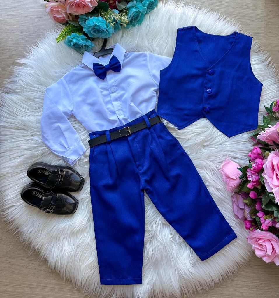 Conjunto Miss Cherry Social Colete Azul Royal