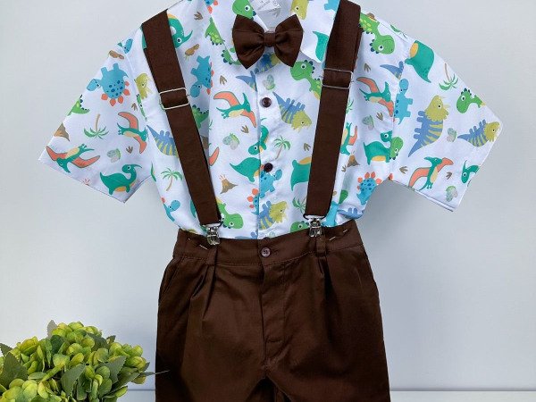 Conjunto Temáticos Meninos Dinossauro Marrom