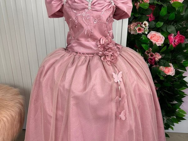 Vestido Marie Longo Manga Princesa Rose