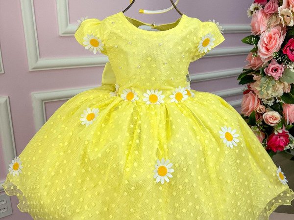 Vestido Marie Jardim Encantado Margaridas Amarelo