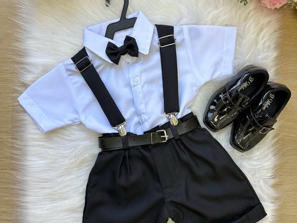 Conjunto Miss Cherry Meninos Social Shorts Ravi Preto