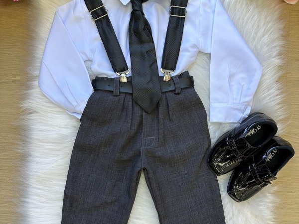 Conjunto Meninos Miss Cherry Rafael Suspensorio Preto