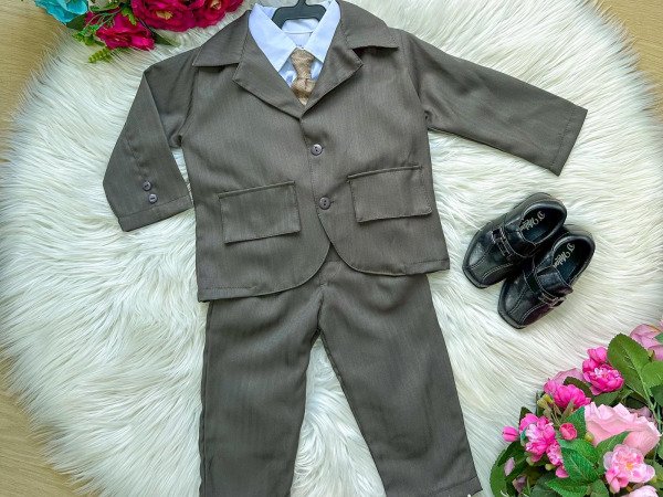 Conjunto Miss Cherry Social Terno – Blaizer e Calça Listrado Matheus Verde Militar