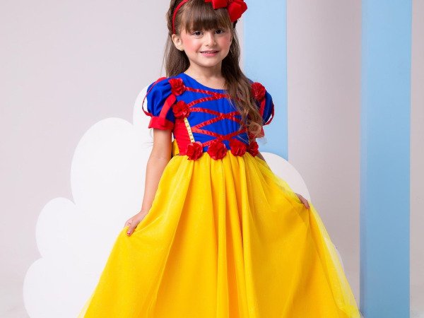 Vestido Bella Child/Fantasia Longa Branca de Neve