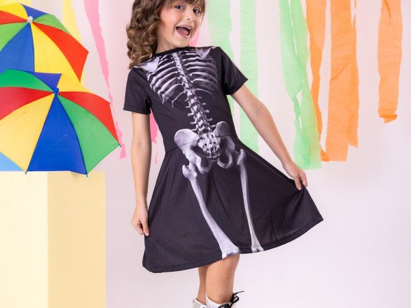 Fantasia Halloween Menina Esqueleto