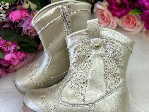 Bota/ Coturno Flor Di Mila Boiadeira Texana Liz Dourado