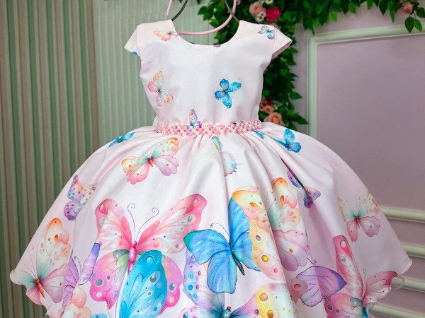Vestido Giovanella/Giovanela Jardim das Borboletas Rosa Patricia