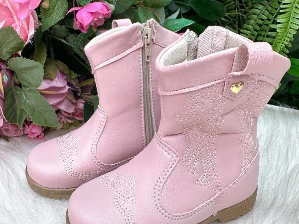 Bota/ Coturno Flor Di Mila Boiadeira Texana Liz Rosa Bebe