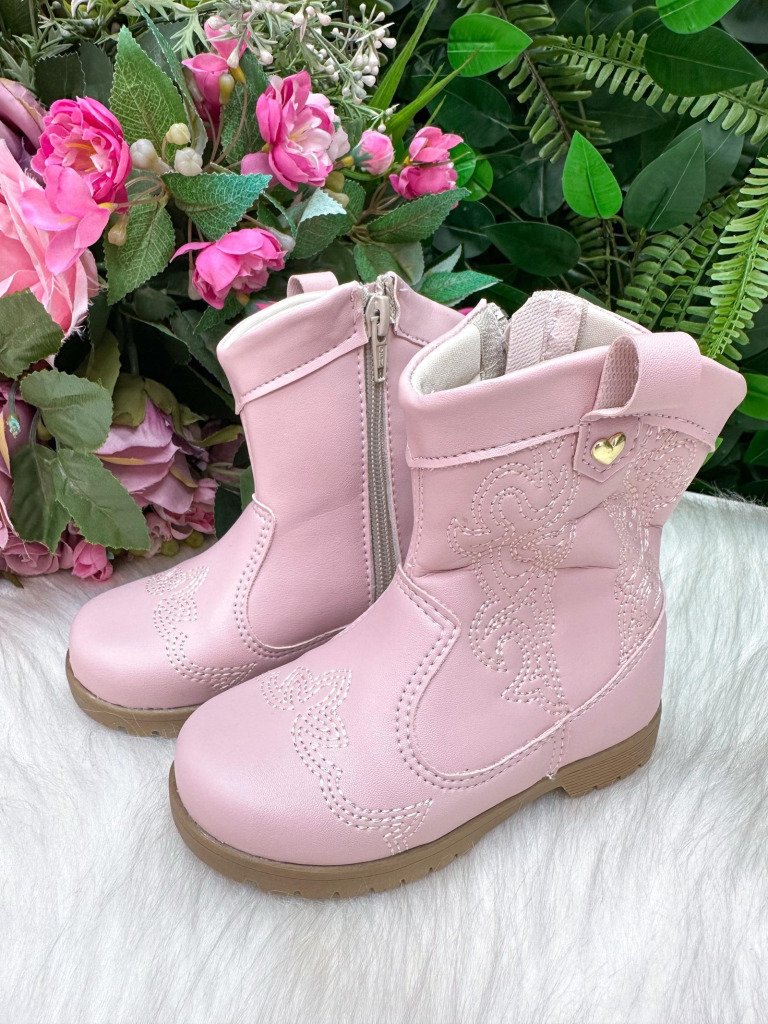 Bota/ Coturno Flor Di Mila Boiadeira Texana Liz Rosa Bebe