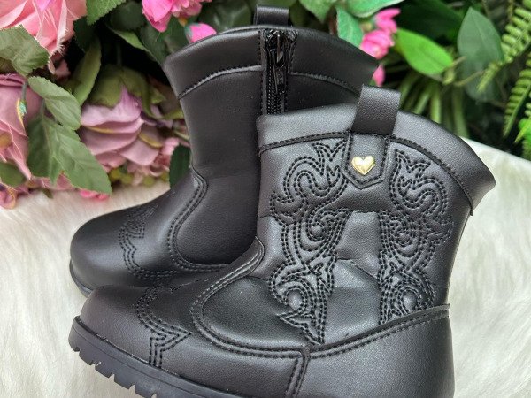 Bota/ Coturno Flor Di Mila Boiadeira Texana Liz Preta