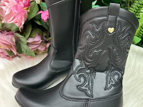 Bota/ Coturno Flor Di Mila Boiadeira Texana Maria Preta