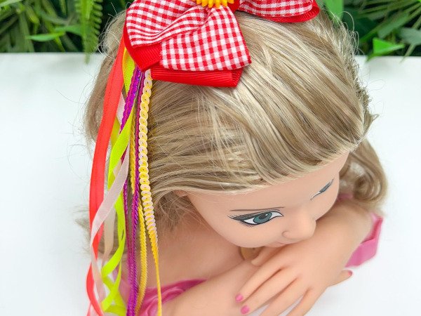 Laço Belli Bico de Pato Vermelho Xadrez Junino