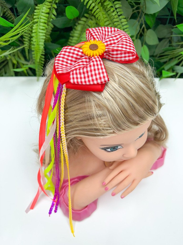 Laço Belli Bico de Pato Vermelho Xadrez Junino