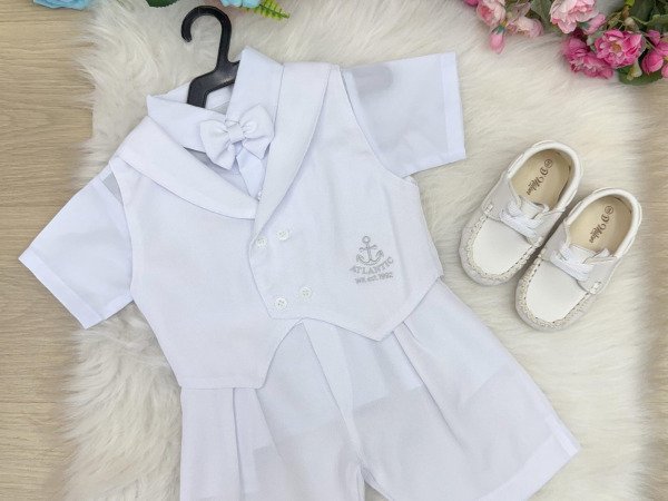 Conjunto Miss Cherry Meninos Bebe Gean Shorts Branco