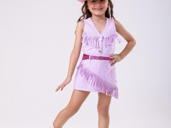 Conjunto Blogueirinha Boiadeira Maraisa Jeans Lilas