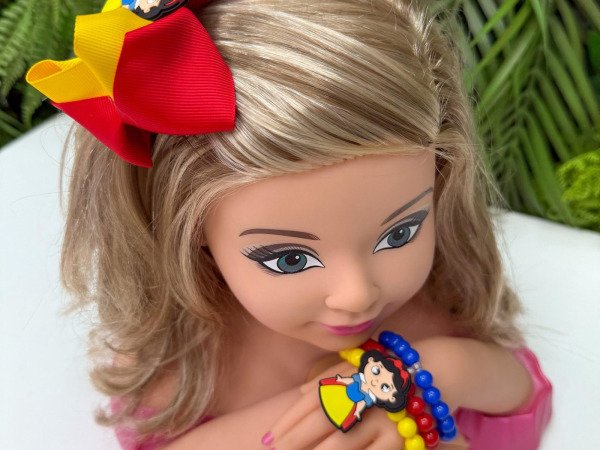 Laço Belli Tematico Branca De neve + Pulseira