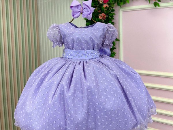 Vestido Marie Lilás Bolinhas