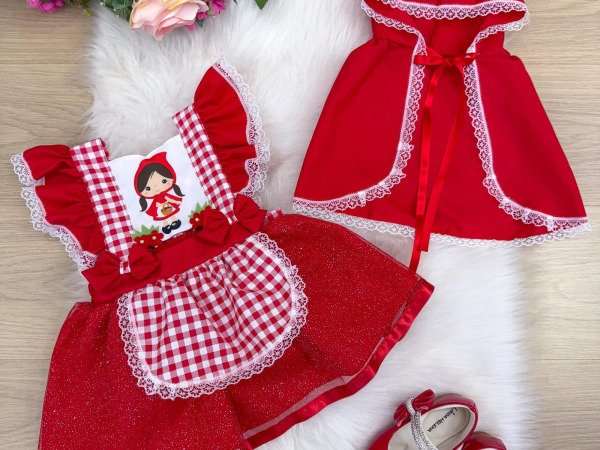 Romper/Vestido Princesa Belli Tematico Chapeuzinho Vermelho