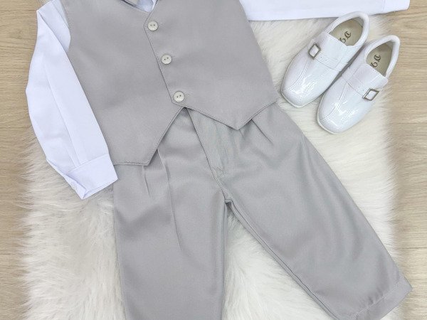 Conjunto Miss Cherry Social Colete Cinza Claro