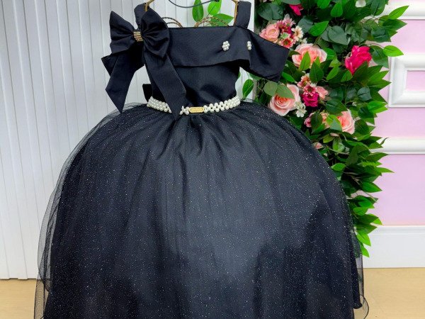 Vestido Banana Club Longo Doce Elegancia Preto