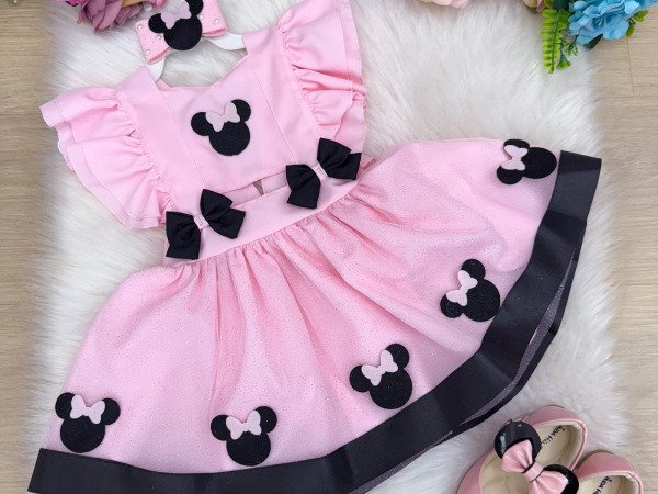 Romper/Vestido Princesa Belli Minnie/Minie Rosa Modelo 2